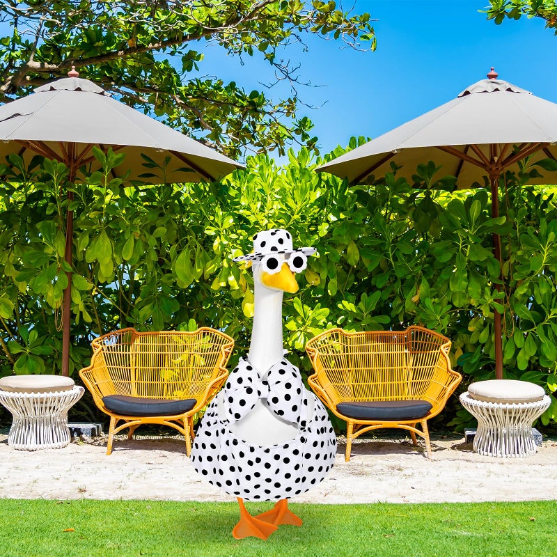 JcHrmers Hawaiian Goose Outfit Summer Porch Goose Outfits Bikini Goose Clothes Cute Goose Costume for Outdoor Garden Yard Decor(White) - Image 4